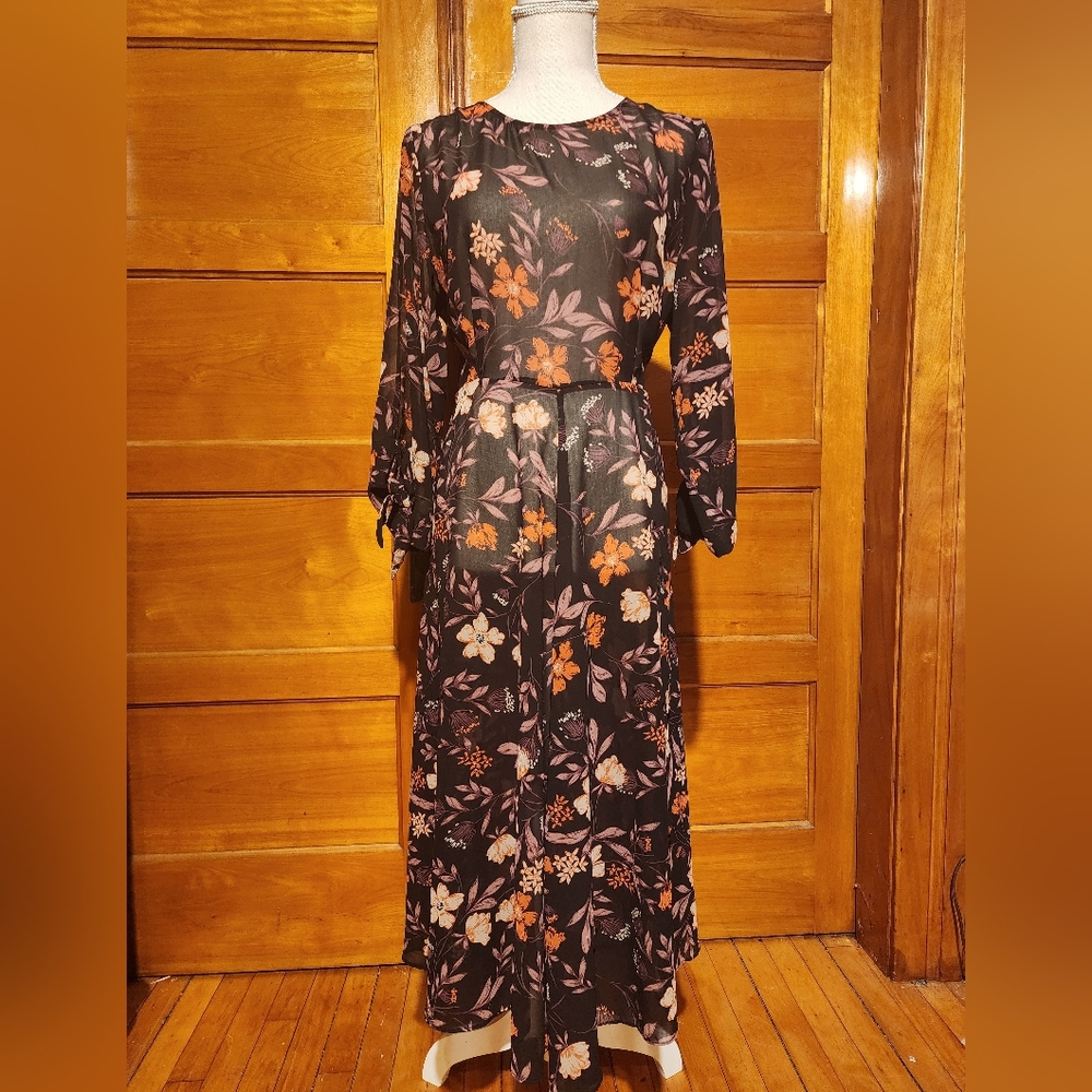 I. Madeline sheer floral maxi dress